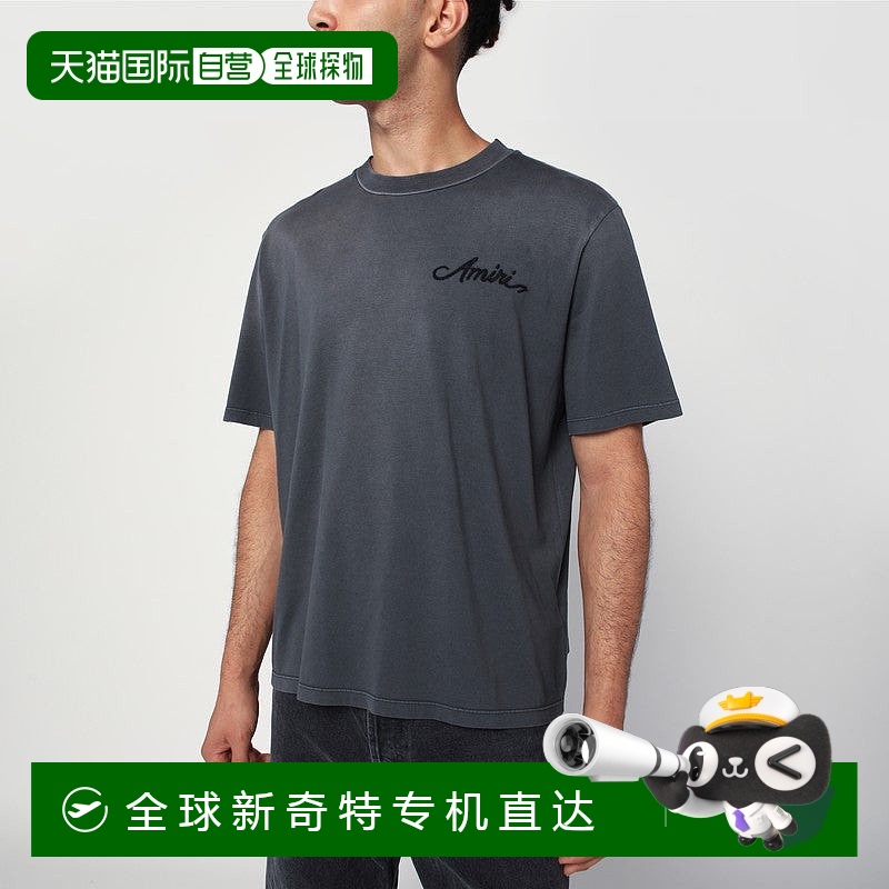 自营 Amiri男式水洗棉T恤-黑色 【美国奥莱】直发