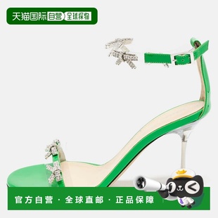 自营Mach & Mach Green Patent Leather And Pvc Floating Crysta