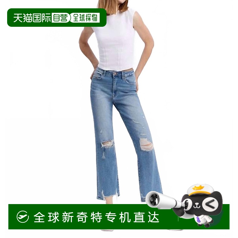 自营 flying monkey90年代复古高腰脚踝喇叭牛仔裤，展现英勇与活
