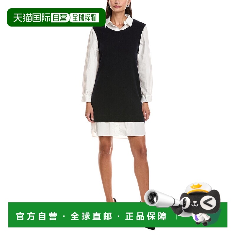自营tyler boe Scout Cashmere Twofer Dress - black 美国奥莱直