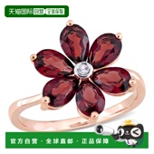 克拉 max10k 自营mimi 玫瑰金 TGW 石榴石和钻石点缀花卉戒指