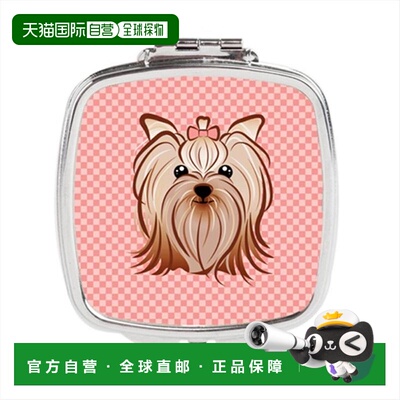 自营 Carolines Treasures BB1138SCM 粉色方格约克夏犬和约克夏