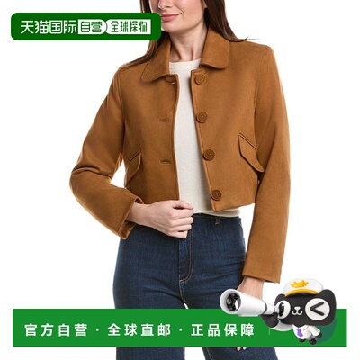 自营English Factory Cropped Faux-Suede Jacket - tan 美国奥莱