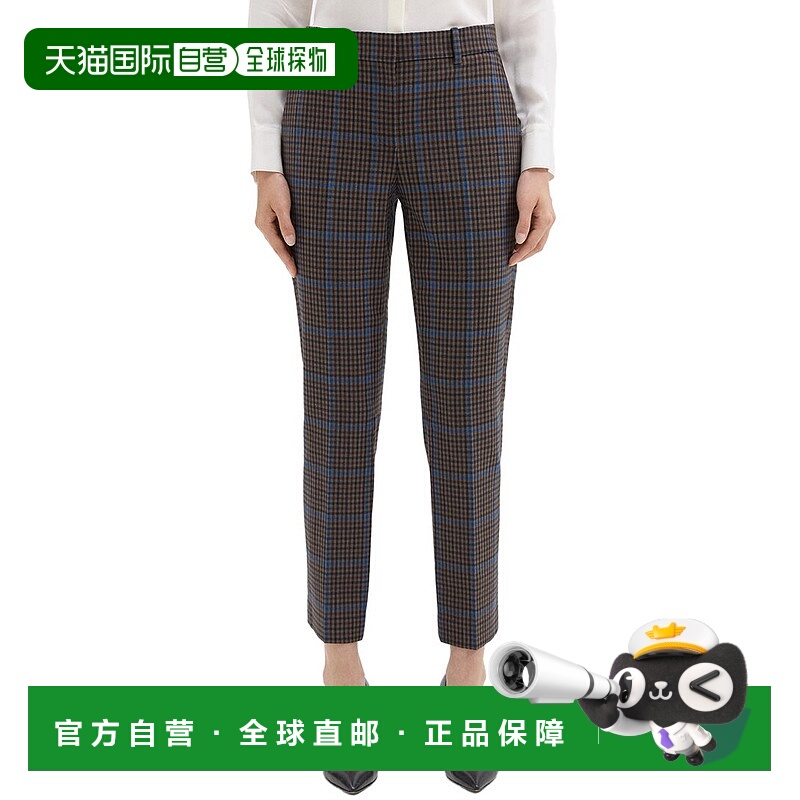 自营 Theory Testra羊毛混纺长裤-棕色 美国奥莱直发直筒裤