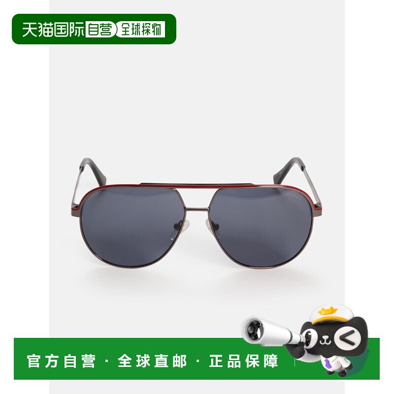 自营guess彩色条纹金属飞行员太阳镜-黑色/红色 美国奥莱直发