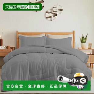 自营 peace nest缎面丝滑被子柔软细纤维床上用品被子套装 - 浅灰