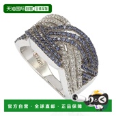 Suzy Levian Crossover 自营 蓝色和白色蓝宝石纯银戒指 蓝色