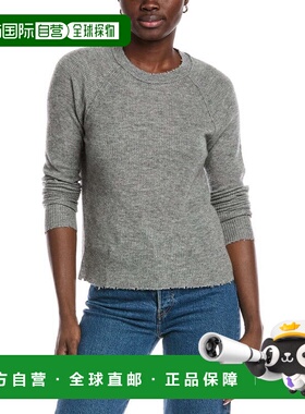 自营autumn cashmere秋季羊绒毛边羊绒与丝绸混纺毛衣-灰色 美国