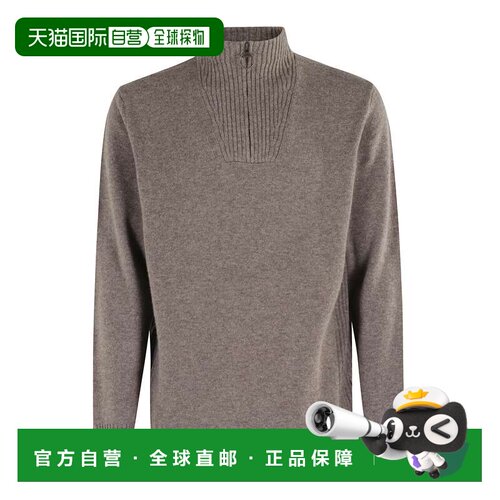 自营barbourDark Stone Essential Lambswool半拉链漏斗领毛衣-灰