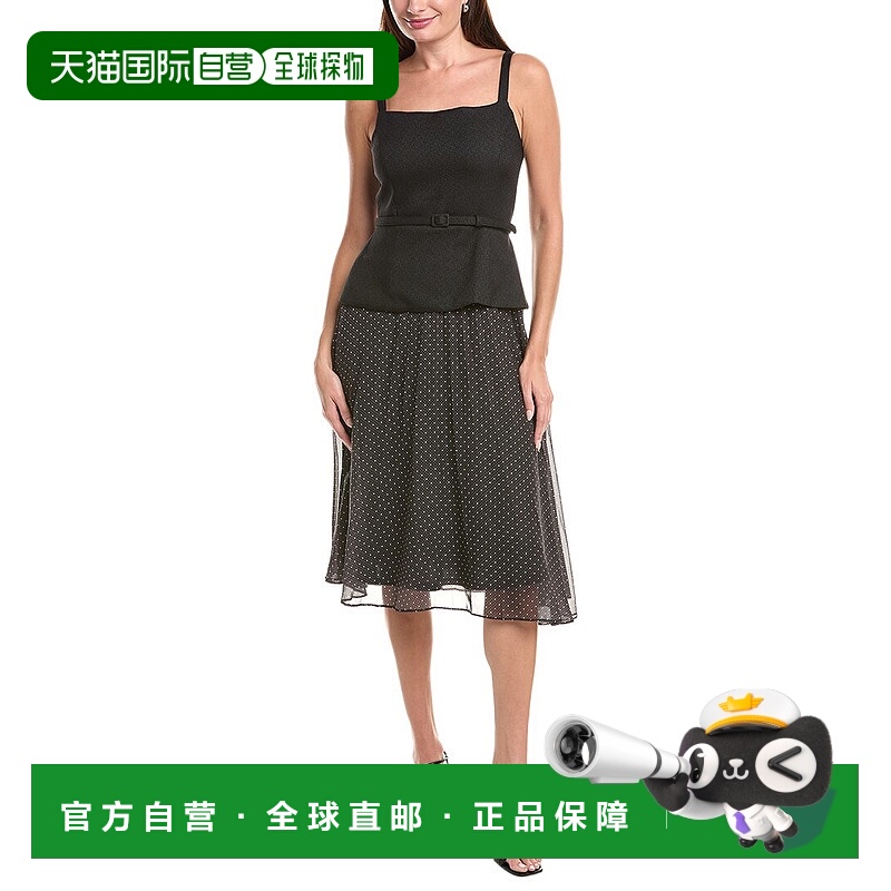 自营Julia Jordan Peplum腰部迷笛连衣裙-黑色 美国奥莱直发