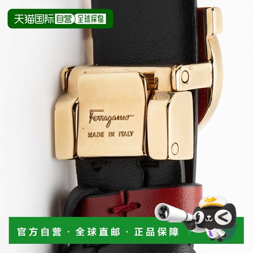 自营Ferragamo Leather Reversible Gancini Belt - black, red