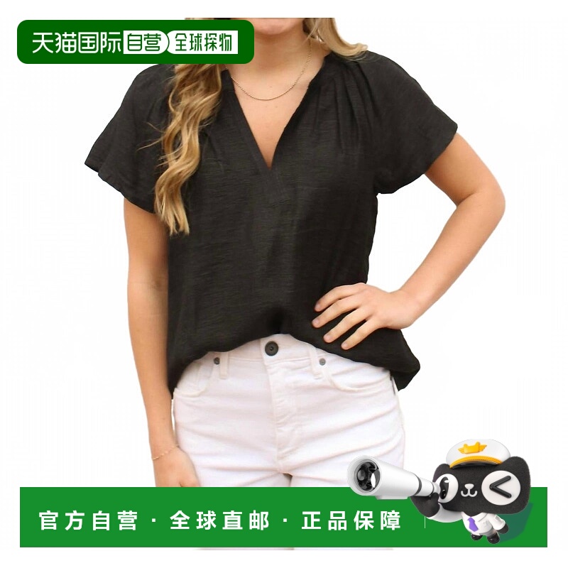 自营current airLinen Blend Top In Black - black 美国奥莱直发