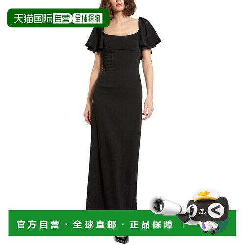 自营Mac Duggal Crepe Gown - black 美国奥莱直发连衣裙长裙