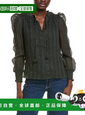 自营CeCe Ruffle Blouse - Green 泡泡袖美国直发奥莱