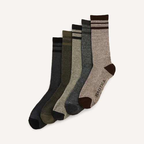 自营Nautica Mens Athletic Crew Socks, 5-Pack - breezy blue