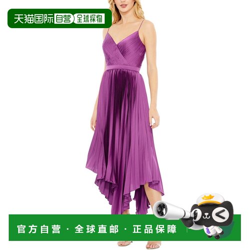 自营Mac Duggal Satin Flowy Pleated Dress - blue 美国奥莱直发
