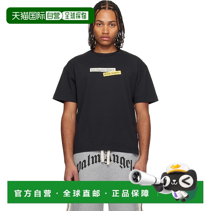 1h可退 香港直邮潮奢 Palm Angels 棕榈天使 男士 黑色 LA Times