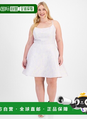 自营 b. darlinB.Darlin Fit&Flare连衣裙女式奶油色金属无袖套头