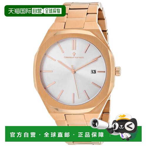 自营Christian Van Sant Men's Octavius Slim Silver Round 42mm