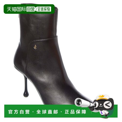 自营Jimmy Choo Cycas AB 80皮革短靴-黑色 美国奥莱直发女靴高跟