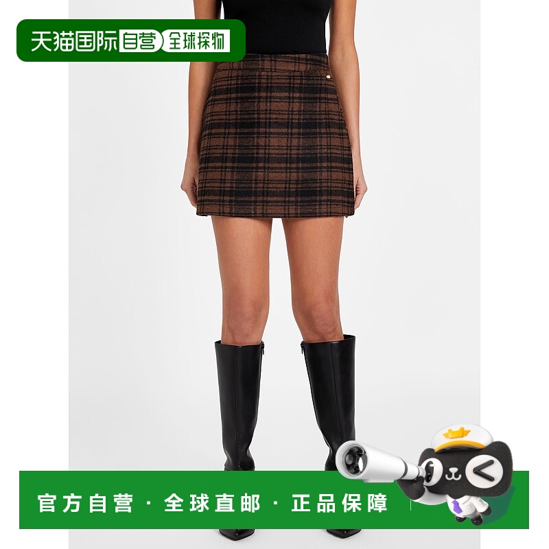 自营guessMiller Plaid Skirt - brown oak multi 美国奥莱直发