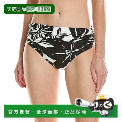 自营Carmen Marc Valvo “Eco Resort” 胡椒粉Ruched底部-黑色
