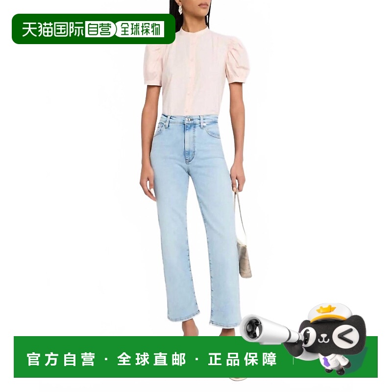 自营frameGathered Short Sleeve Button Front Top In Light Pin