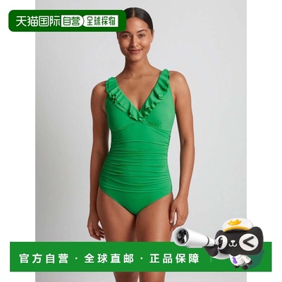 自营Women's Lauren Ralph Lauren One Piece Palm Green Ruffle
