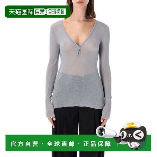自营James Perse Serafino罗纹棉质羊绒亨利上衣-灰色 美国奥莱直