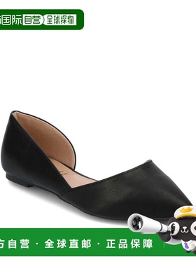 自营Women's Journee Collection Cortni Flats Black Faux Leath