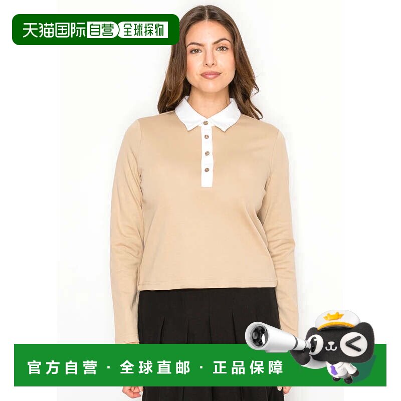 自营yal new yorkCamel Cotton Tee with Contrast Collar - came