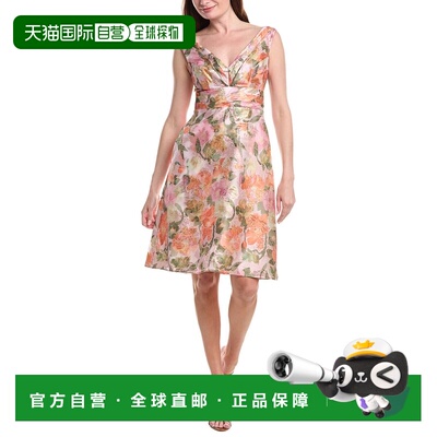 自营Adrianna Papell Floral Jacquard Midi Dress - yellow 美国