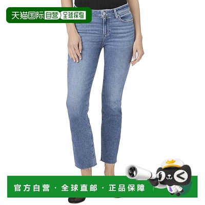 自营PAIGE Amber Flamenco Distressed Mid Rise Slim Straight J