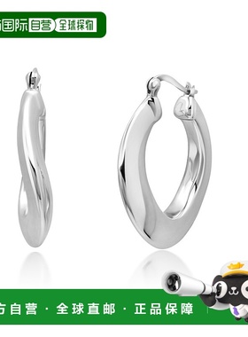 自营 max + stone925 纯银 24X24X5 毫米圈形耳环 - 银白色 美国