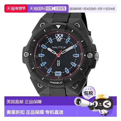 自营 Nautica男士Coronado Bay三只手手表-黑色铁洗 美国奥莱直发