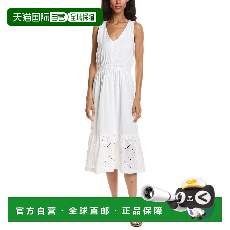 自营splendid华丽的孔眼中长款连衣裙-白色 美国奥莱直发吊带性感图片