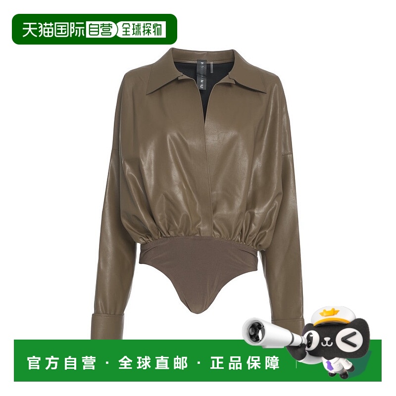 自营norma kamali男朋友假皮革连体衣-灰色 美国奥莱直发