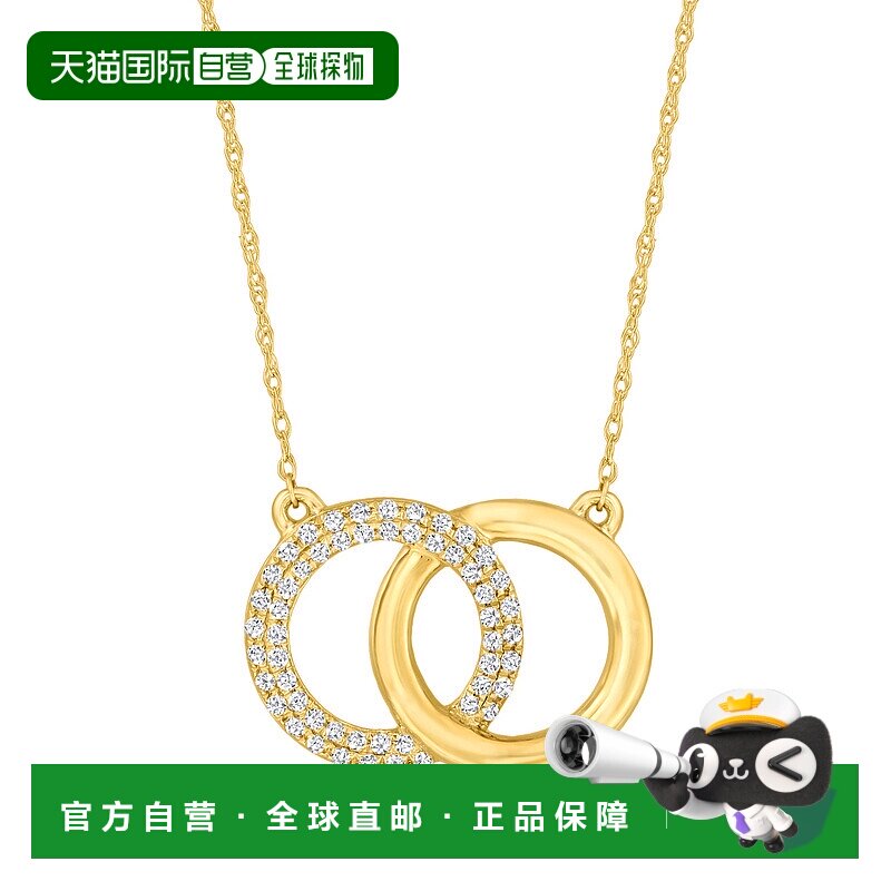 自营 Ross-Simons 14 克拉黄金密镶钻石互锁圆形项链 18 英寸 美