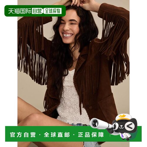 自营Lucky Brand Women's Festival Fringed Suede Jacket - medi