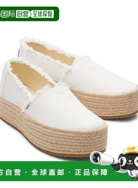 自营Women's Toms Valencia White Canvas Round Toe Platform Es