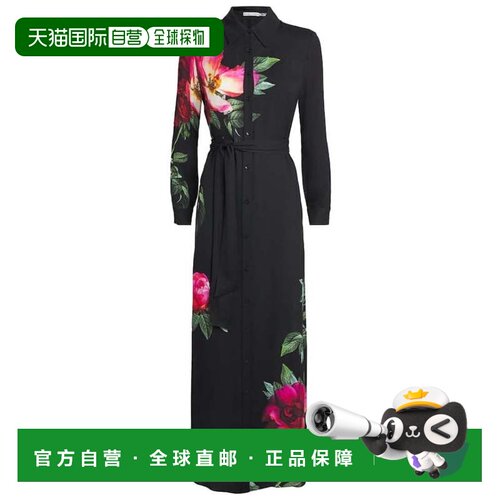自营alice + olivia Chassidy长款衬衫连衣裙，Empress Bloom黑色