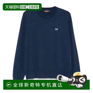 dsquared2经典 带罗纹袖 自营 蓝色圆领毛衣 美国奥莱直发 口 蓝色