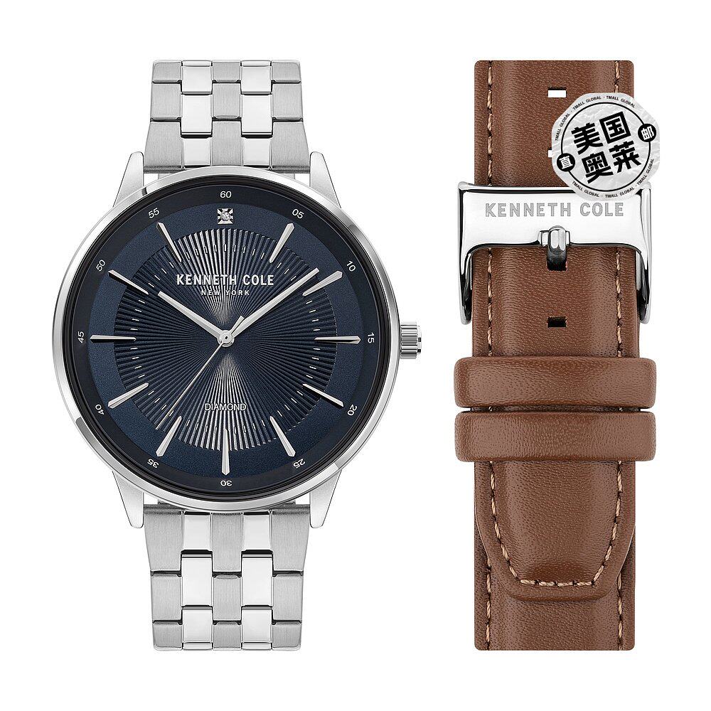 kenneth cole 纽约男士 45 毫米石英手表 kcwgg2174561 - 银色