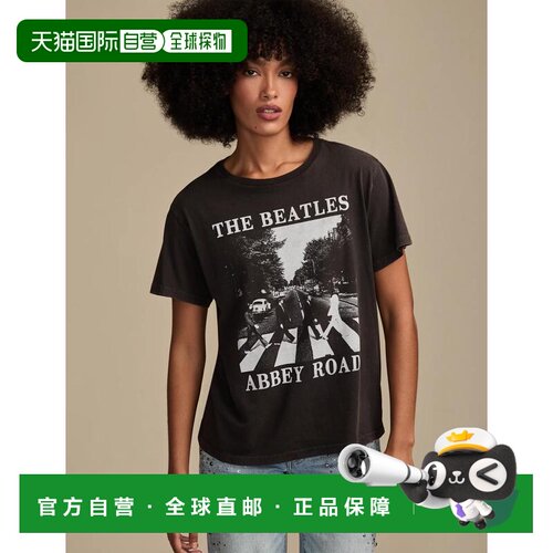 自营Lucky Brand Women The Beatles Abbey Road男友黑色t恤 美国