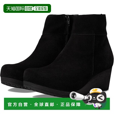 自营Birkenstock Papillio Bootie女式美国5-5.5黑色皮革坡跟ZPO2