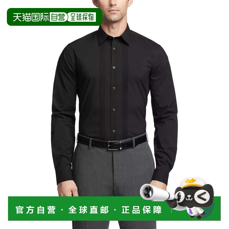 自营Calvin Klein无限彩色礼服衬衫男士黑色修身KFC107-黑色 美国