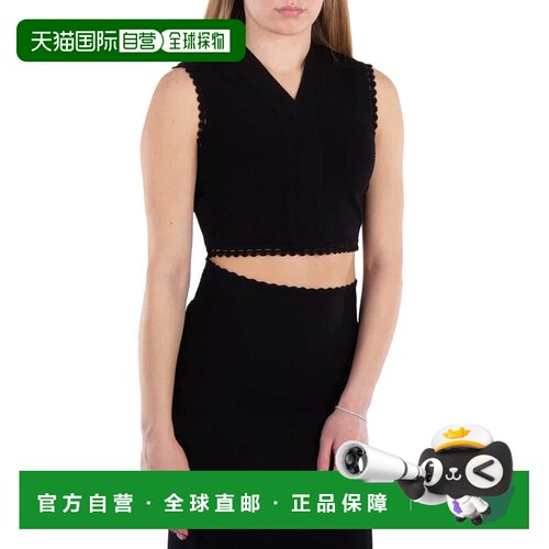 自营victoria beckham维多利亚 贝克汉姆扇贝装饰背心-黑色 美国