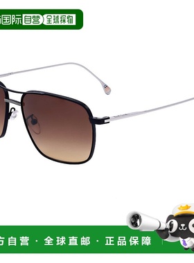 自营 Paul Smith男式58毫米棕色太阳镜-哑光黑色闪亮银色 美国奥