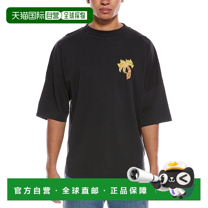 自营Palm Angels Burning Palm Over T-Shirt - black 美国奥莱直