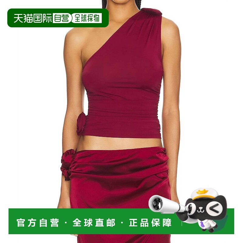 自营lionessRendezvous One Shoulder Top In Garnet - garnet 美